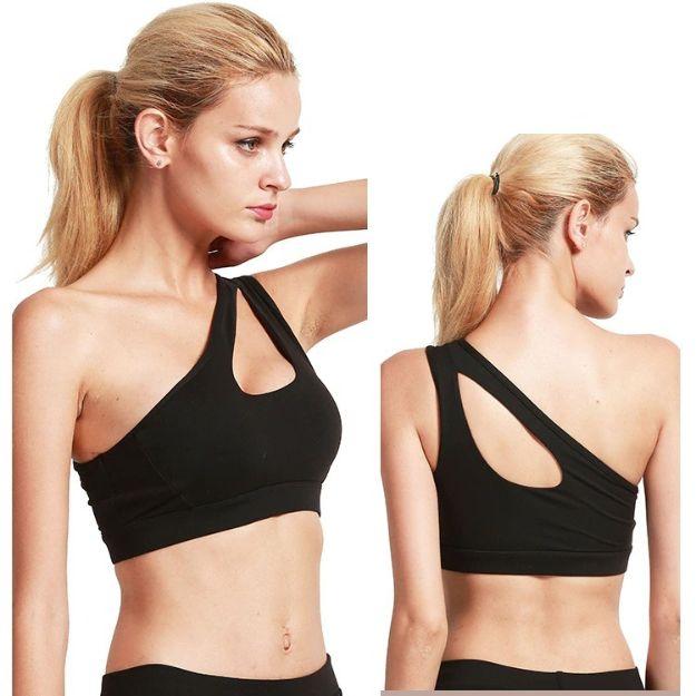 LYZ One Shoulder Sports Bra for Women One Strap Sports Bra Removable Padded Sports  Bra with Hollow Out Design, Top- Black, Medium : : Clothing, Shoes  & Accessories